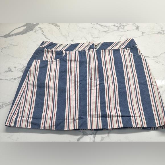 Trina Turk Los Angeles Blue Striped Mini Skirt Size 4 - Picture 1 of 4